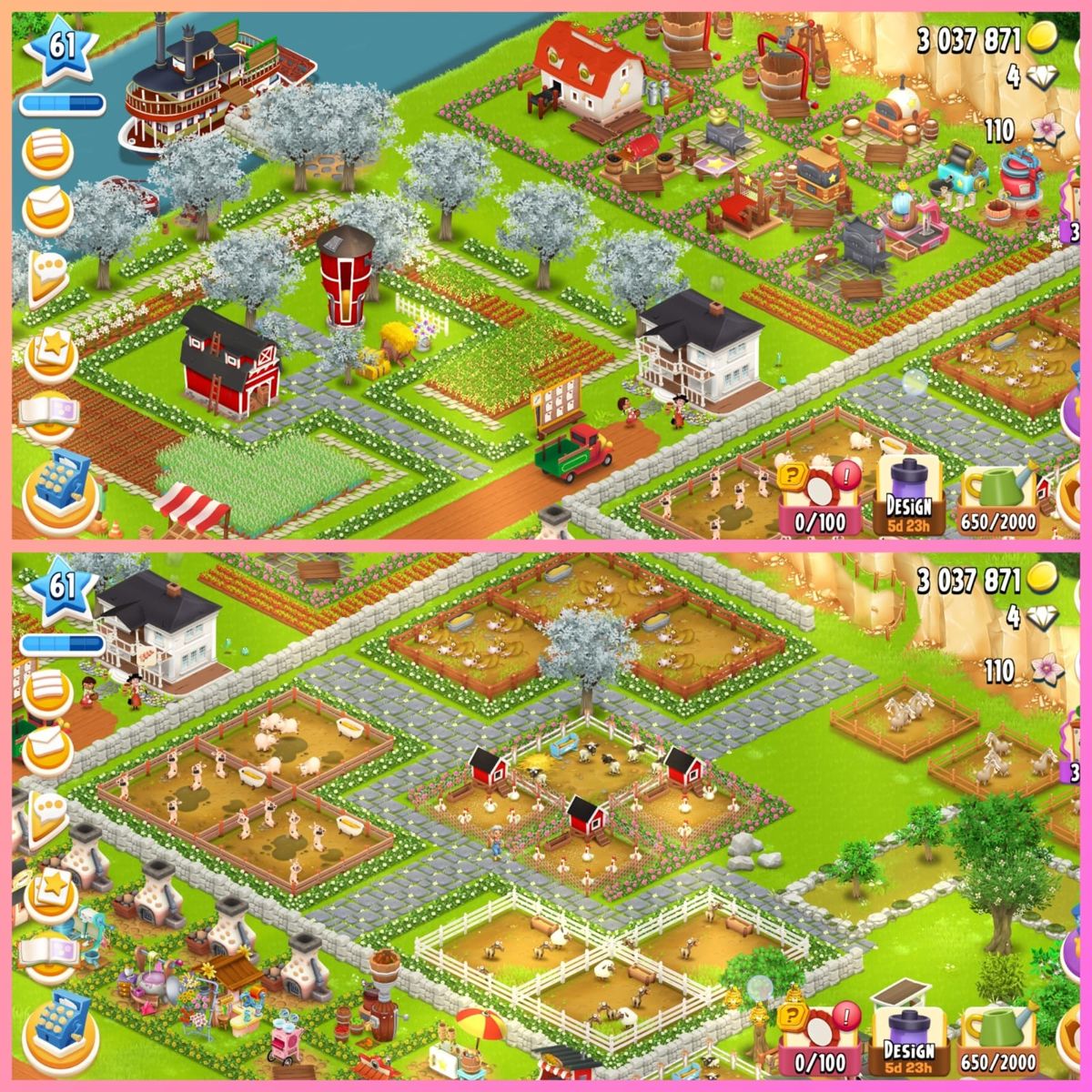 #117 Level 61 ✨ Barn 2700 ✨ Silo 2200 ✨ 3M Coins ✨ Mix Tools/Foods In Barn ⚡
