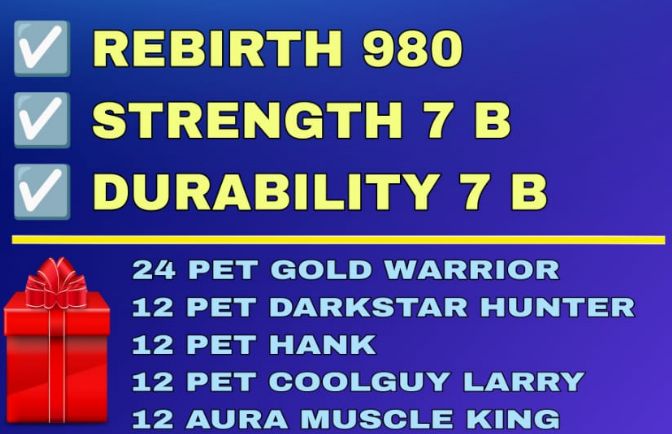#135 Muscle Legend✨980 Rebirth✨7B Strenght🔥7B Durability ✨2.4B Gems⚡